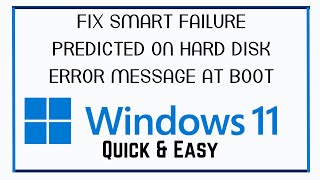 FIX Smart Failure Predicted on Hard Disk Error Message at Boot