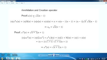 Annihilation and Creation operator