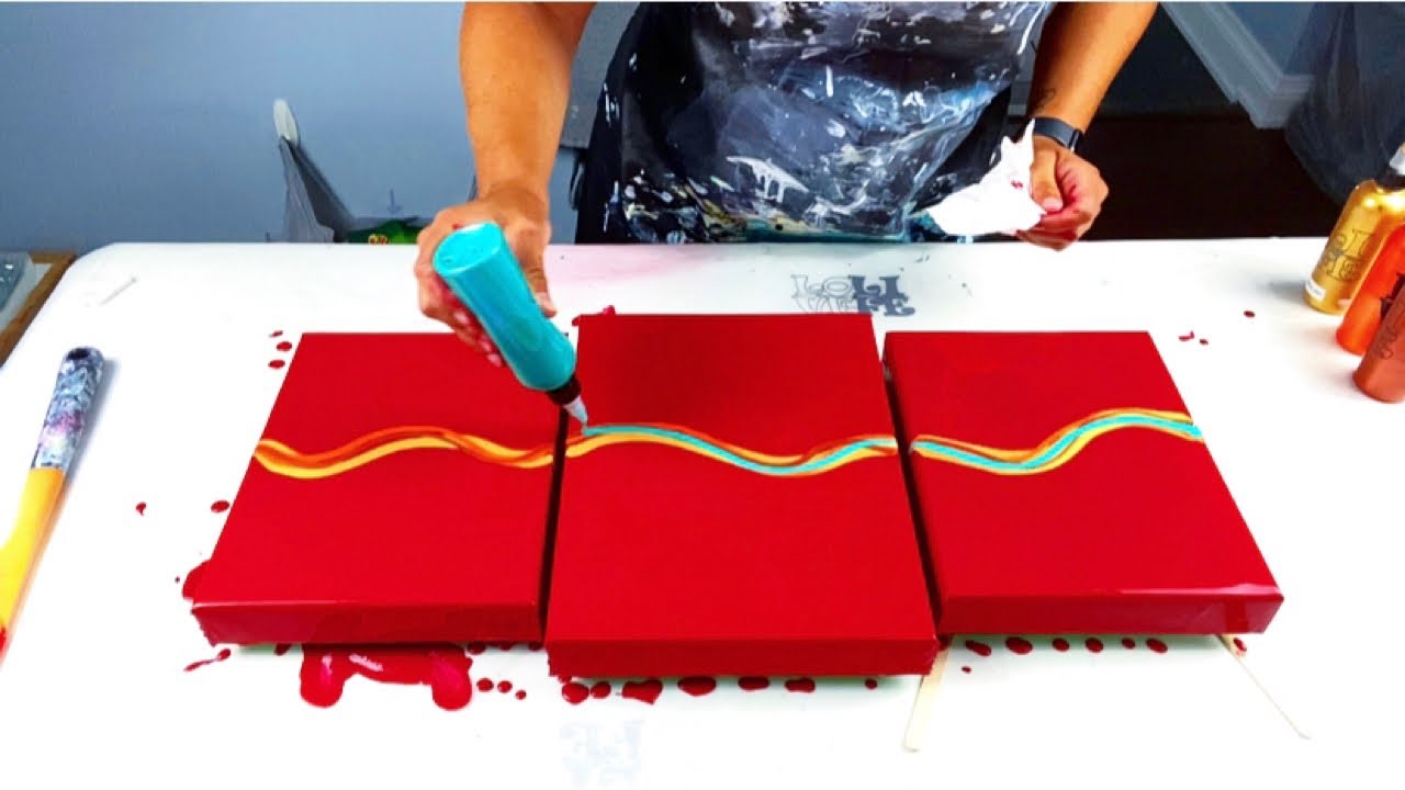 # 228 - RED Base Dutch Pour | Acrylic Pour Painting