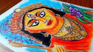 How to draw Maa durga face with oil Pastel colour for beginners screenshot 3