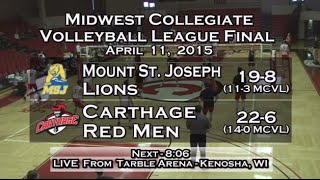 2015 MCVL Tournament Final Match, Carthage Men's Volleyball vs. Mount St. Joseph 2015_04_11