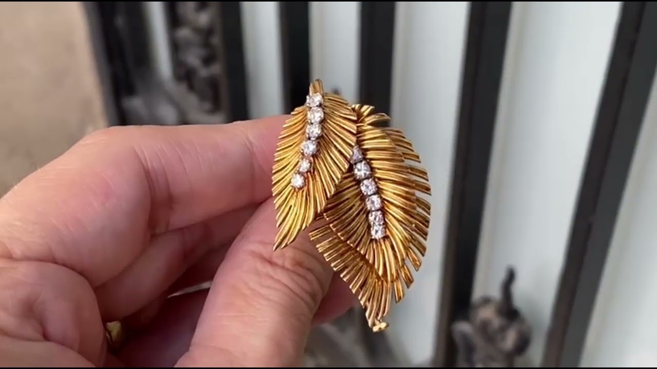 Van Cleef & Arpels 1950年代 リーフ ブローチ 18金・プラチナ