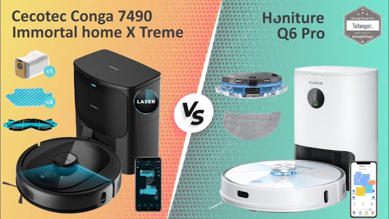 Cecotec Conga 7490 Immortal Home XTreme VS Honiture Q6 Pro - Comparison of  Robot Vacuum Cleaners 