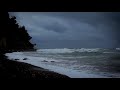 Rain and Ocean Waves Sounds at Night. Relaxing  Video for Sleeping.