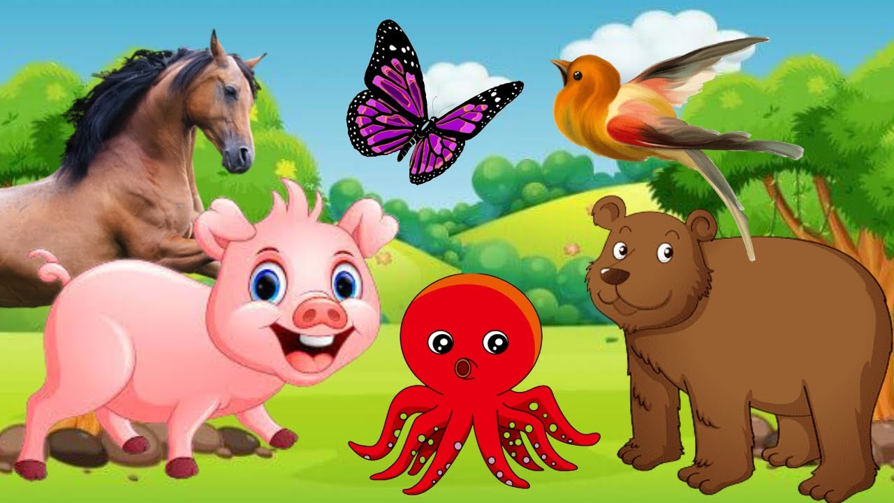 Learn Family Animals, farm animals Cows, goats, ducks, cats, elephants, fish, dogs Animal
