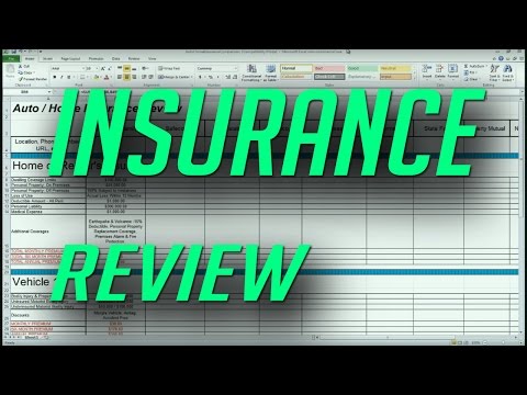 Auto and Home Insurance Comparison Review Spreadsheet - YouTube