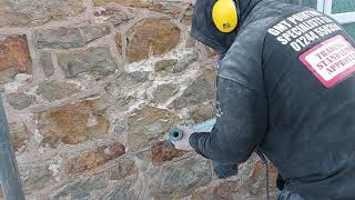 Removing hydrated lime cement pointing from a stone lime mortar build property for beginners