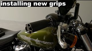 H-D Breakout 114 - installing new grips - 4k