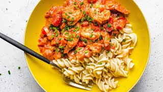 shrimp tomato sauce  شرمب بصوص الطماطم فانز صدفه جاد طريقة الجمبري سهله