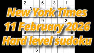 Sudoku solution – New York Times 11 February 2026 Hard level screenshot 3