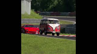 Ferrari F40 vs Volkswagen typ2(T1) SambaBus at Nurburgring Nordschleife