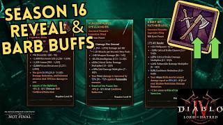 Full Diablo 4 Season 16 PTR: Barbarian Buffs & Changes! Update