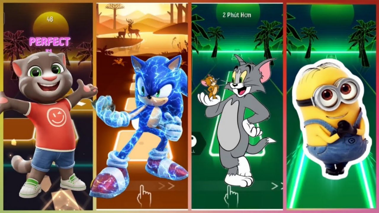 Talking tom🆚sonic🆚tom and jerry 🆚 minion funny animation story coffin dance cover tiles hop edm rush