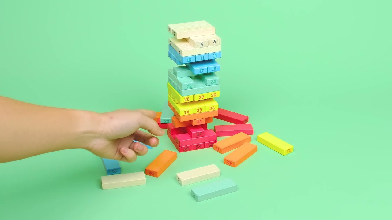 CLASSIC WORLD Drewniana Kolorowa Gra Wieża Deluxe Jenga