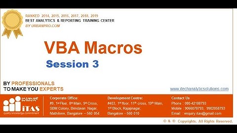 VBA Macros Session 3 (April 2020 Weekend Batch 11AM-1PM)
