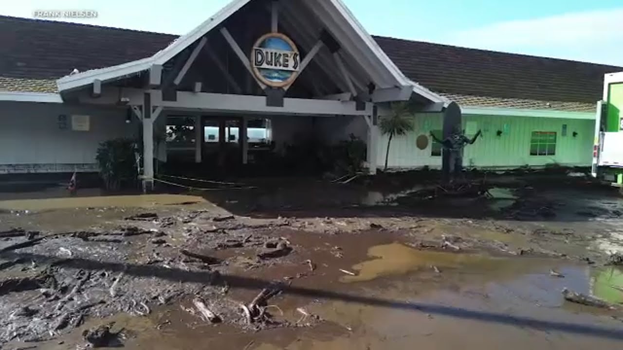 Major cleanup continues after iconic Duke's restaurant in Malibu gets inundated with mud