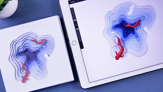 Layered Paper Cut Art on iPad Pro Vs Real Paper + Procreate -Apple Pencil