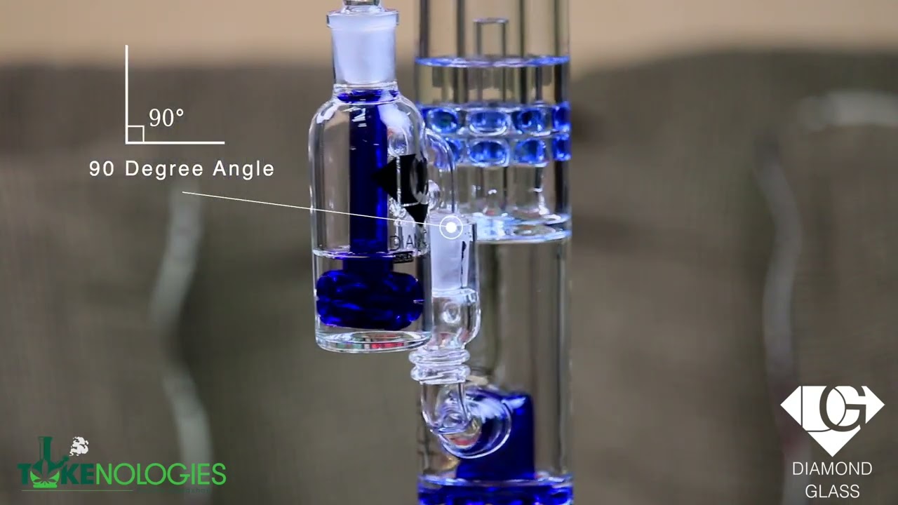 DIAMOND GLASS® 14MM 90 DEGREE ASH CATCHER W/ HAMMERHEAD PERC