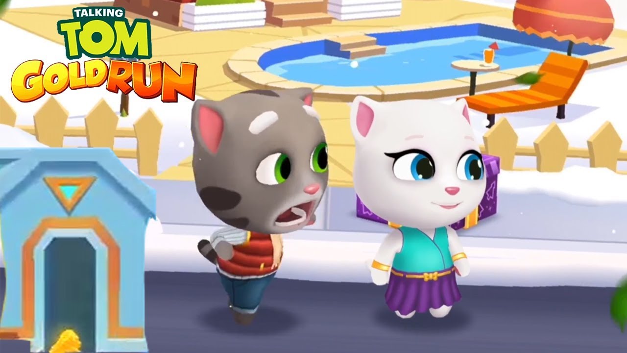 Talking Tom Gold Run ipad Gameplay - Frosty Tom vs Neon Angela