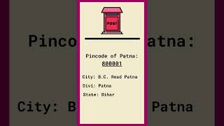 800001 Pin code | Patna pincode BC road patna| Patna pincode list #pincode #patna #800001