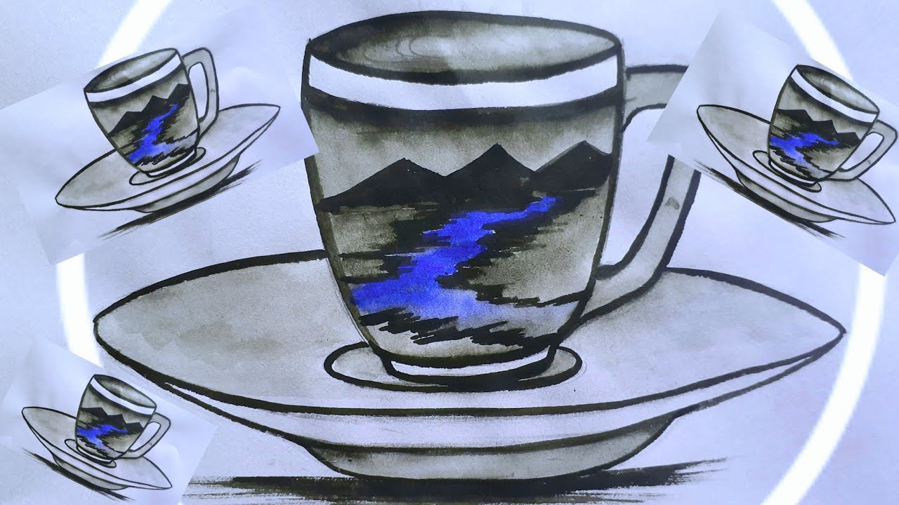 Cup Plate Drawing With colour YouTube