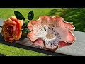 #1322 Beautiful Rose Gold Sculpted Resin Flower Bowl