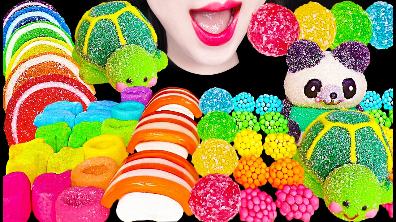 ASMR LEFTOVER MARSHMALLOW JELLY 캐릭터 마쉬멜로우 젤리 캔디 먹방 MUKBANG, EATING