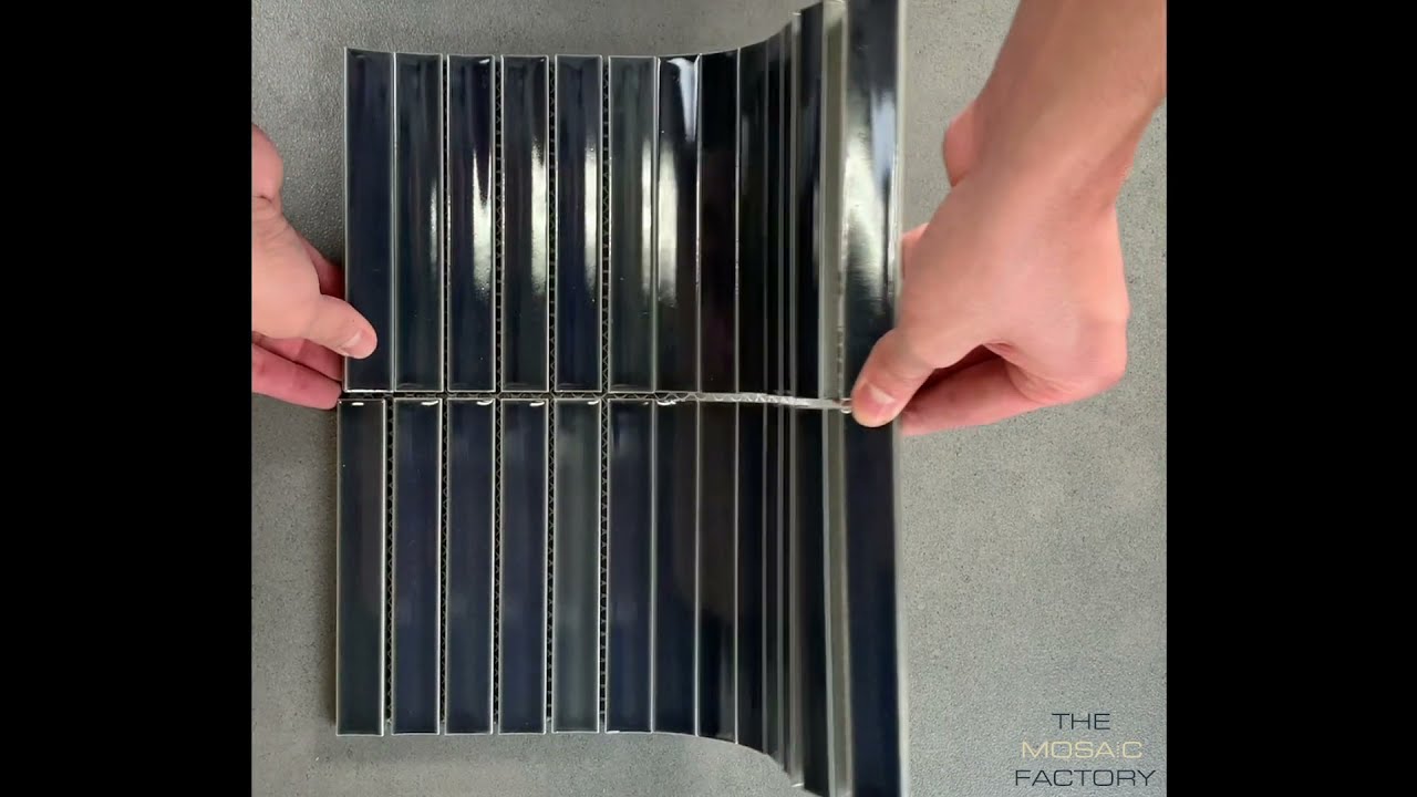 Glazed Porcelain Mosaic Tile Sheet Sevilla 6"x1" Finger Glossy Blue Gray