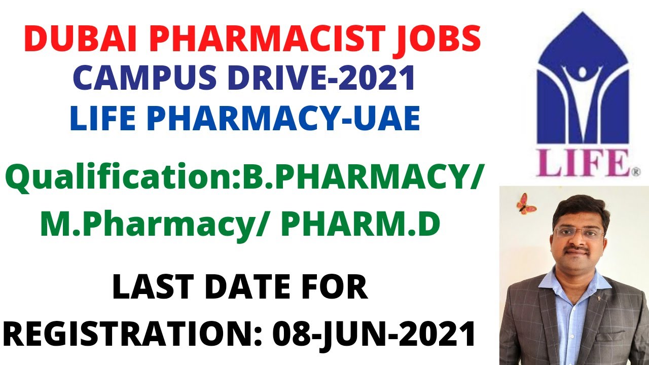 Dubai pharmacy Jobs for B.pharmacy, M.Pharmacy & Pharm D graduates