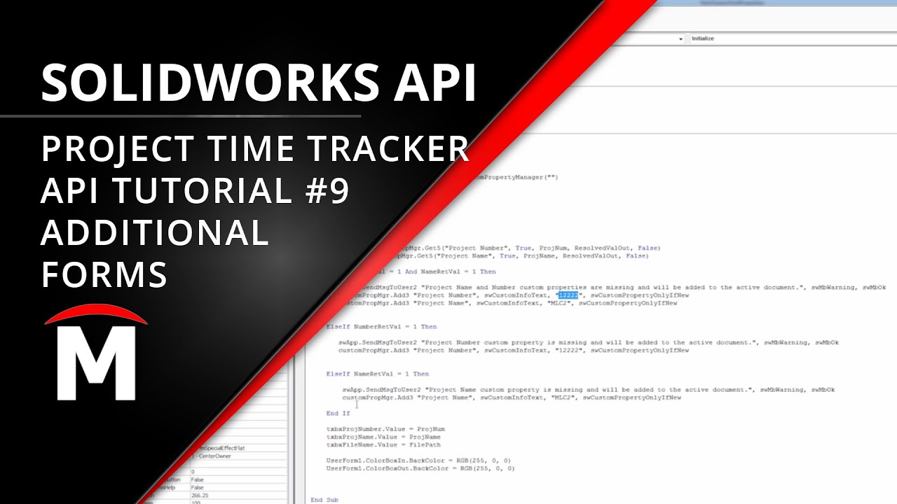Project Time Tracker - Additional Forms - SOLIDWORKS API Tutorial #9