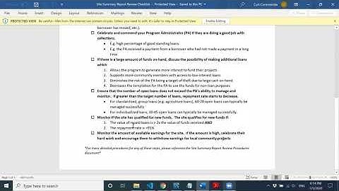 TCP Reporting Analyst Training Videos – Site Summary Review - Vid. 2. 2nd Checklist #2