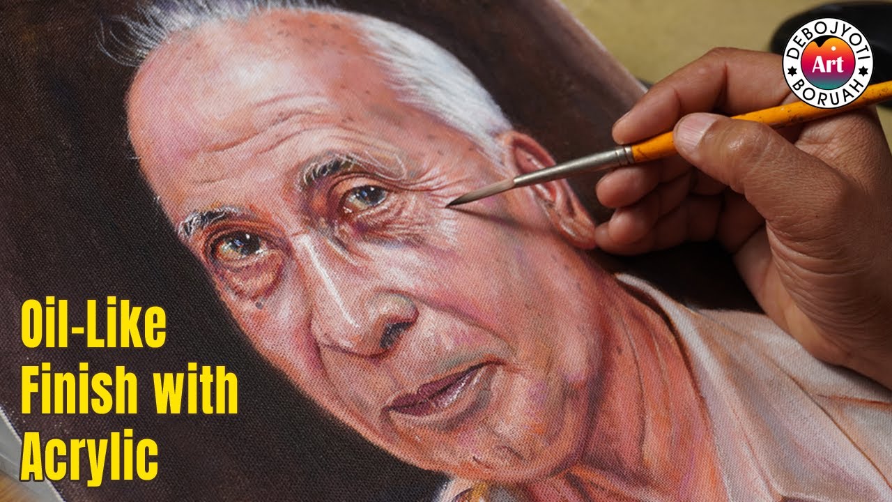 How to Paint an Oil-Like Portrait with ACRYLIC | Portrait of Uncle Tarun with Debojyoti Boruah