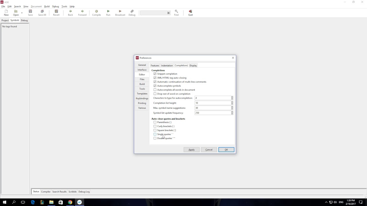 How To Enable Auto Close Double Quotes In App Game Kit AGK