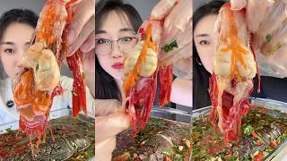 【Yummy】Marinated Red Devil Lobster🦞🦐🧄🍋🌶#mukbang#asmr#Seafood
