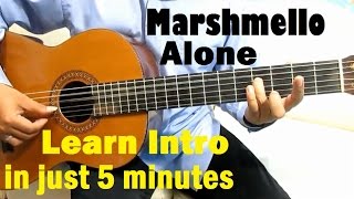 Video thumbnail of "Marshmello Alone Guitar Tutorial ( Intro ) - Guitar Lessons for Beginners"