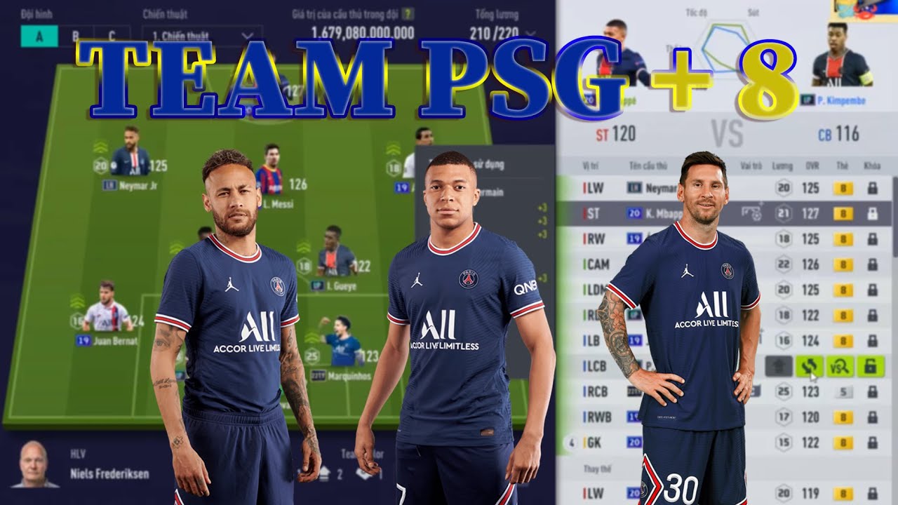 Trải nghiệm Đội Hình PSG + 8 1600 Tỷ Siêu Đẹp với bộ ba Messi, Mbappe, Neymar +8 | Hakumen FO4