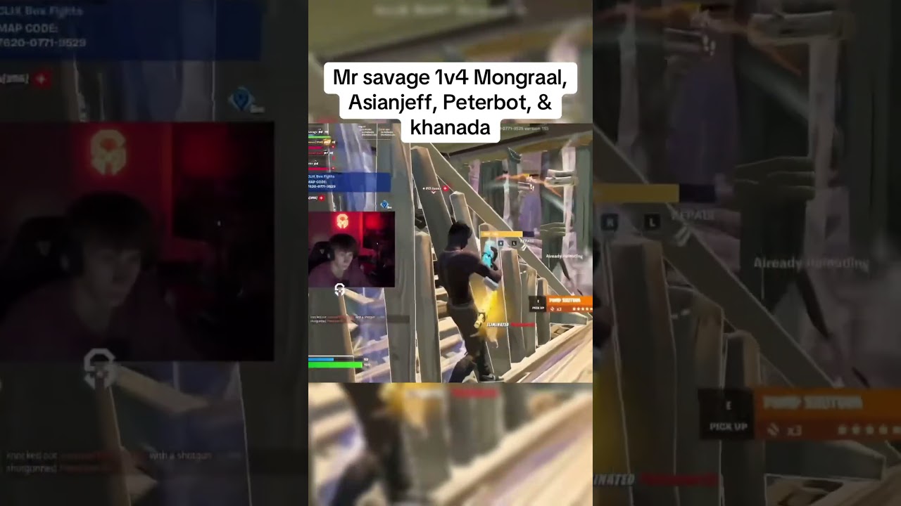 Mr savage 1v4 Mongraal, Asianjeff, Peterbot, & khanada🤯 
