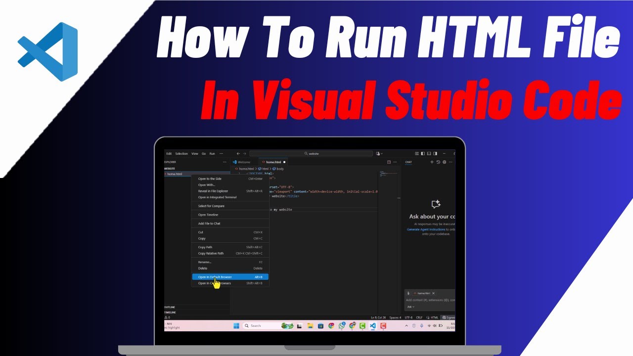 How To Run HTML File In Visual Studio Code - YouTube