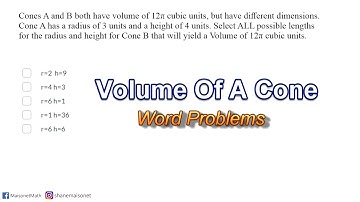 Solving Volume Of A Cone Word Problem