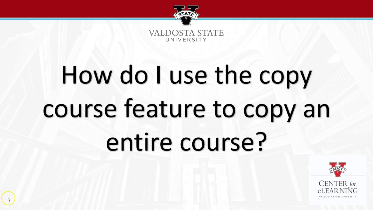 How Do I Use The Copy Course Feature To Copy A Course YouTube