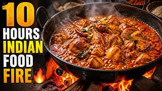 10 Hours of Indian Food Cooking on Wood Fire 🔥 Relaxing Rustic Kitchen (4K)