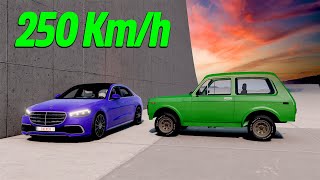 MERCEDES W223 S KLASS vs LADA NIVA 250 Km/h CRASH TEST! - BeamNG screenshot 5