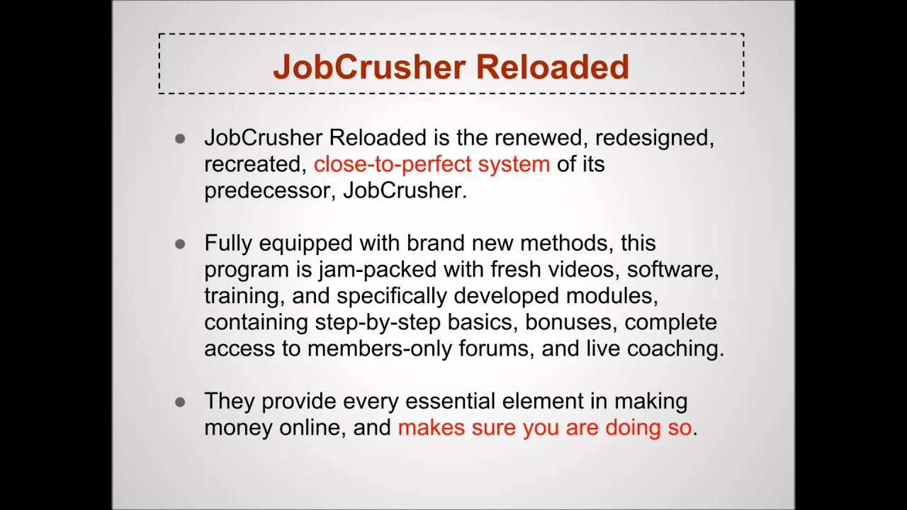 JobCrusher Reloaded Reviewed (by Bill McIntosh and Eric Louviere) YouTube