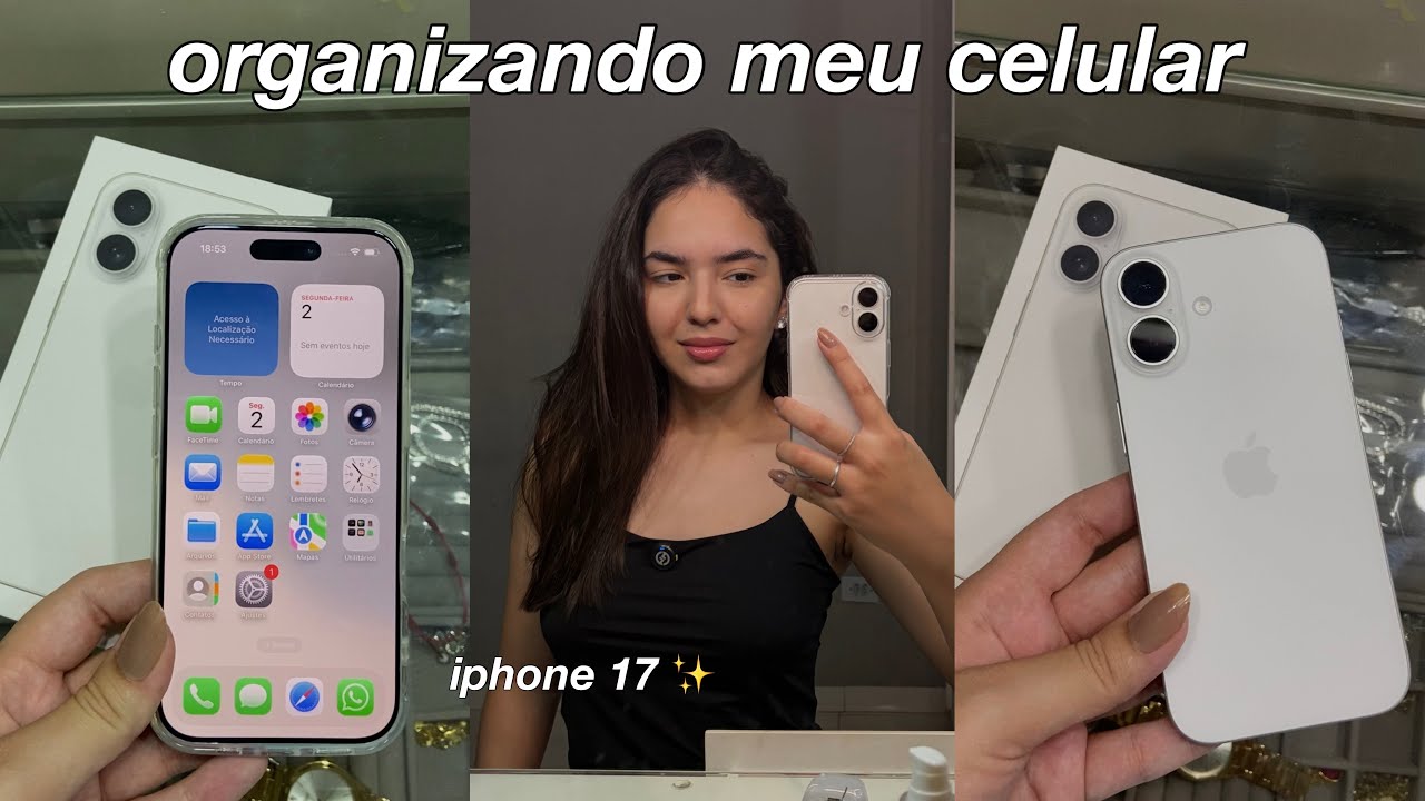 ORGANIZANDO MEU CELULAR NOVO DO ZERO 🤍✨ | IPhone 17 branco 256gb