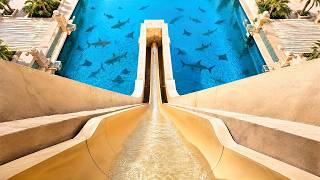 Stærsti vatnsgarður heims: Aquaventure World á Atlantis í Dúbaí (heildarskoðunarferð í 4K)