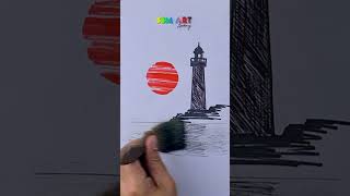 This Lighthouse Drawing is SO Relaxing 😍 SSM Art #Shorts