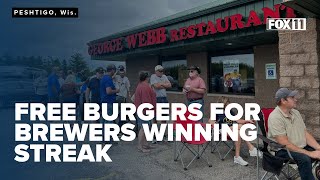 Milwaukee Brewers fans line up for free George Webb hamburgers after winning streak