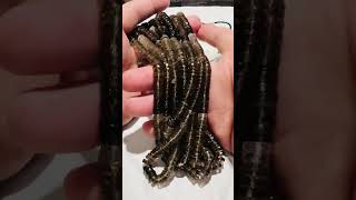Smokey Quartz 7 mm 15' Tire Shaped faceted beads, ombre of color