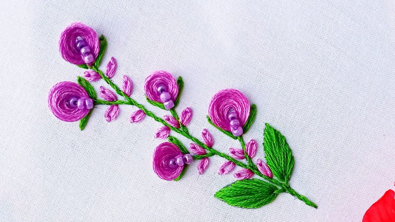 Hand Embroidery ring stitch flower by crewel art YouTube