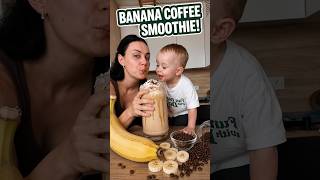 Today our Tiny Barista made a Banana Coffee Smoothie!